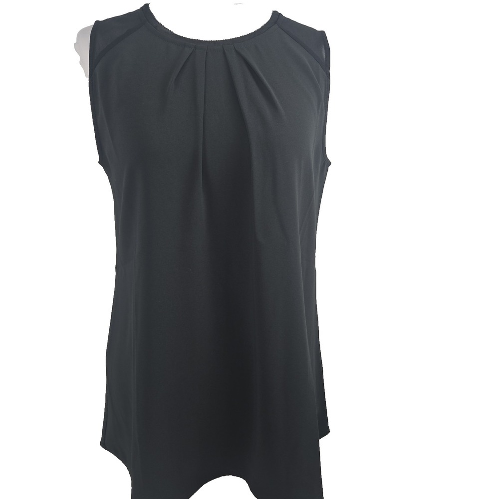 Soft Surroundings Tegan Tank Small Black Charcoal Chiffon Sleeveless Top NEW $69